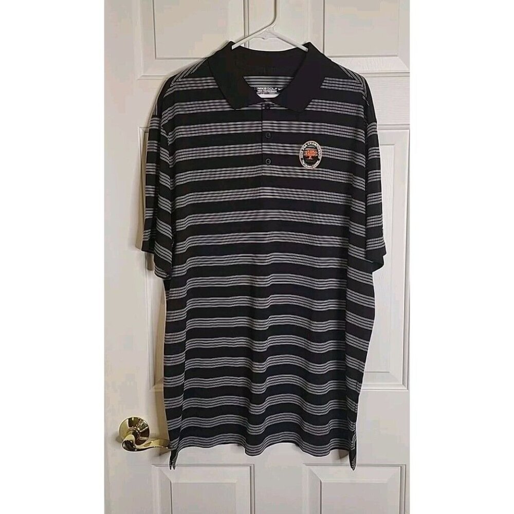 NIKE Polo Shirt Mens XXL Black Stripe 2012 PGA Championship‎ Ocean Course Kiawah